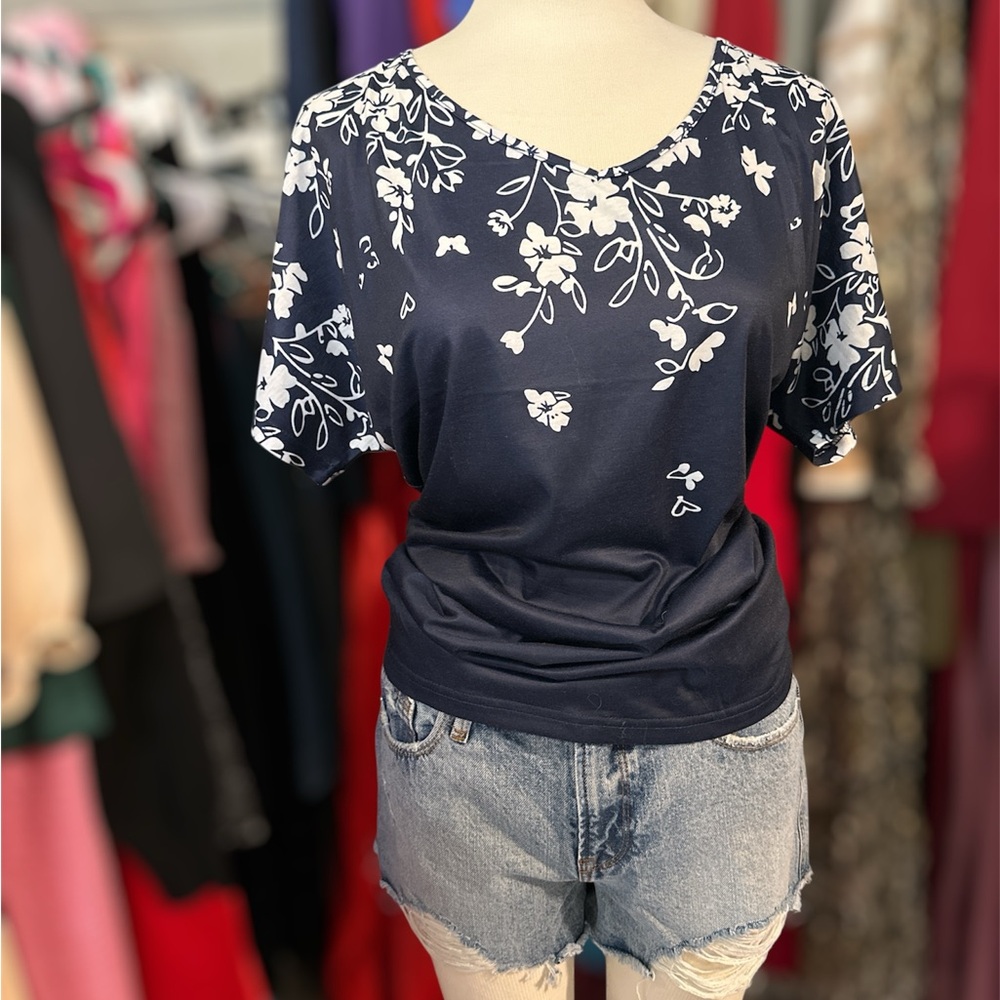 Floral Navy Women's Top